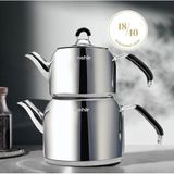 Nehir Modern Mini Küçük Boy 0.8-1.6 Lt. Paslanmaz Çelik Çaydanlık Takı