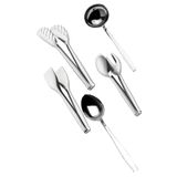 Nehir Paslanmaz Çelik 5 Parça Servis Seti, Kepçe, Kaşık, Pasta Maşa, Beyaz