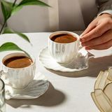 Nehir Perla 6 Kişilik 12 Parça Porselen Kahve Fincan Takımı Beyaz, 8697076300343 - Çok Renkli