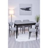 Nehir Polo Lak Panel Açılır Mutfak Masa Takımı 75 x 130 cm - Siyah - 75x130