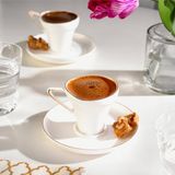 Nehir Silva 6 Kişilik 12 Parça Porselen Kahve Fincan Takımı - 12 Adet - 90 ml