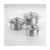 Nehir Silver 6 Parça Paslanmaz Çelik Mini Tencere Seti (12-14-16 Cm) - Option-1