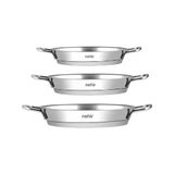 Nehir Silver İndüksiyon Uyumlu Çelik Kapaksız Omlet Sahan Set 16-18-20Cm