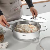 Nehir Silver Trend 26 cm Paslanmaz Çelik Sığ Tencere - Gümüş