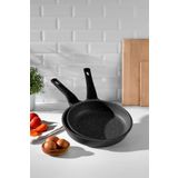Nehir Siyah 2 Parça Alüminyum Döküm Granit 20-24 cm Tava Takımı