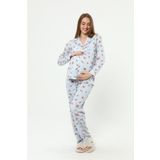Nehir tekstil Önden Düğmeli Büyük Beden Penye Hamile Pijama Takımı