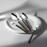 Nehir Viola 30 Parça Ahşap ve Metal Malzemeden 6 Kişilik Çatal Kaşık Bıçak Takımı Modern Desenli