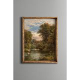 Nehirde Yolculuk – Vintage Desenli Çerçeve – İnce Model, Altın1, 30 x 40