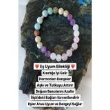 Nehirtaş Doğal Taş Eş Uyum Bilekliği ( Pembe Kuvars - Ay Taşı - Ametist - Varisit - Unakit - Amazonit )