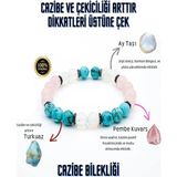NehirTaş Sertifikalı Cazibe Doğal Taş Tılsım Bilekliği Aytaşı Pembe Kuvar Turkuaz