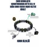 Nehirtaş Sertifikalı Doğal Taş Karar Tılsım Bilekliği ( Yeşim Taşı, Oniks, Hematit )