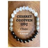 Nehirtaş Sertifikalı Doğaltaş - Cesaret - Özgüven - Güç - Mutluluk - Unisex ( Oniks - Labradorit - Selenit )