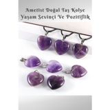Nehirtaş Sertifikalı Kalp Ametist Doğal Taş Kolye ( Güçlü Bir Şifa Taşı ) Aa Kalite