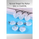 Nehirtaş Sertifikalı Kalp Kristal Kuvars Doğal Taş Kolye ( Güç Ve Canlılık ) Aa Kalite