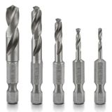 NEIKO 11402A küt matkap ucu seti, metal için, 5 parça, 1/4 inç hızlı değiştirilen altıgen şaft | M2 yüksek hızlı çelik | hızlı değiştirme mandren ve tahrik değişimi için | matkap ucu tutucu dahildir