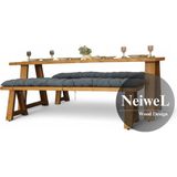Neiwel Aries Doğal Ahşap Banklı Mutfak ve Yemek Masası TAKIMI-100-320 Takım - Açık Ceviz