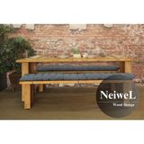 Neiwel Doğal Ahşap Yemek Masası Takımı Country Tasarım Açık Ceviz 120x80 cm 2 Adet Bank - 80-120 Takım