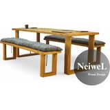 Neiwel Doi Doğal Ahşap Banklı Toplantı Masası TAKIMI-100-200 Takım - Açık Ceviz