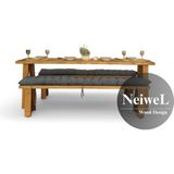 Neiwel Dore Doğal Ahşap Banklı Mutfak ve Yemek Masası TAKIMI-100-220 Takım - Açık Ceviz