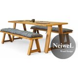 Neiwel Dove Doğal Ahşap Banklı Toplantı Masası TAKIMI-100-320 Takım - Açık Ceviz
