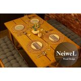 Neiwel Garden Dian Doğal Ahşap Banklı Bahçe Masa TAKIMI-80-180 Takım