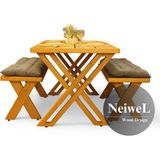 Neiwel Garden Sean Doğal Ahşap Banklı Bahçe Masa TAKIMI-100-280 Takım