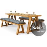 Neiwel Ivea Doğal Ahşap Banklı Mutfak ve Yemek Masası TAKIMI-80-120 Takım - Açık Ceviz