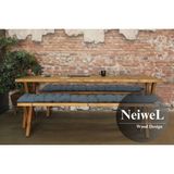 Neiwel Linna Doğal Ahşap Banklı Toplantı Masası TAKIMI-120-220 Takım - Açık Ceviz