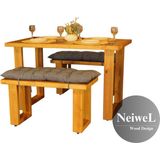 Neiwel Loen Doğal Ahşap Banklı Mutfak ve Yemek Masası TAKIMI-120-300 Takım - Açık Ceviz