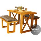 Neiwel Move Doğal Ahşap Banklı Mutfak ve Yemek Masası TAKIMI-100-320 Takım - Açık Ceviz