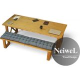 Neiwel Niel Doğal Ahşap Banklı Toplantı Masası TAKIMI-100-180 Takım - Açık Ceviz