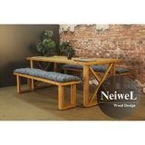 Neiwel Niel Doğal Ahşap Banklı Toplantı Masası TAKIMI-100-260 Takım - Açık Ceviz