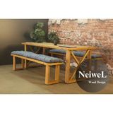Neiwel Niel Doğal Ahşap Banklı Toplantı Masası TAKIMI-100-320 Takım - Açık Ceviz