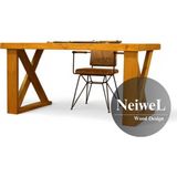 Neiwel Wood Doğal Ahşap Çalışma ve Ofis MASASI-100 cm -200 cm - 100-200