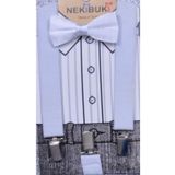 NEKİBUKİ Beyaz Pantolon Askı Papyon Seti 1-9 Yaş