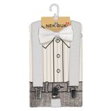 NEKİBUKİ Erkek Çocuk Beyaz Pantolon Askı Papyon Seti 1-9 Yaş