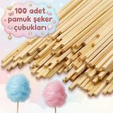 Neler Geldi Neler 100 Adet Ahşap Pamuk Şeker Çubuğu Pamuk Şeker Servis Çubuğu 30CM Uzunluk Pamuk Şeker Çubuk Cotton Candy
