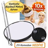 Neler Geldi Neler 2 Li Komeden Siyah Nokta Temizleme ve Büyüteçli Ayna Makyaj Aynası Vantuzlu Büyüteçli Ayna 10 X- 9cm