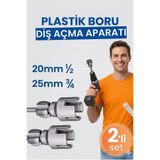 Neler Geldi Neler 2’ li Set İç Dış Plastik Boru Diş Açma Seti 1/2 ve 3/4 İnç PVC Boru Pafta Klavuz 20mm 25mm PPRC