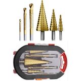 Neler Geldi Neler 6 Parça Kademeli Matkap Ucu Saç Delme Seti Özel Kutulu Ahşap Oyma Metal Delme Ucları