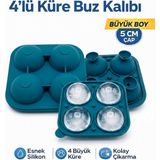Neler Geldi Neler Büyük Boy Silikon 4 Lü Top Buz Kalıbı Buz Küpü Yuvarlak Buz Küpü Kalıbı Bpa Içermez Silikon - Turkuaz
