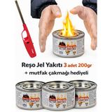 Neler Geldi Neler Çakmak Hediyeli Reşo Jel Yakıt Teneke Kutu 200 gr Net 3 Adet Osmalı Ocak Yakıtı Kanp Piknik Yakıtı - Gri - 3 Adet + Çakmak