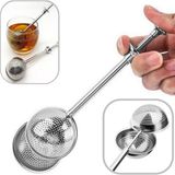 Neler Geldi Neler Çelik Tek Hareket Çay Demleme Aparatı Bitki Çayı Süzgeci 18,5x4,5 cm Çay Kahve Bitki Demleme Süzgeç - Gümüş