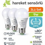 Neler Geldi Neler Hareket Sensörlü LED Lamba 3 Adet Let Ampül Beyaz Işık 9W %80 Tasarruflu Otomatik Yanıp Söner