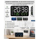 Neler Geldi Neler Hd LED Ekranlı Pilli Adaptörlü 2 Alarmlı Sıcaklık Tarih Göstergeli Duvar Masa Saati Fonksiyonel Saat - Beyaz
