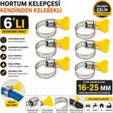 Neler Geldi Neler Hortum Kelepçesi 6'lı (Plastik Kelebek Bağlantılı) Paslanmaz Çelik Metal Hortum Kelepçesi 16-25 mm Ayarlanabilir El Sıkmalı