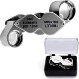 Neler Geldi Neler Küçük Yakın Büyüteci Lup Büyüteç Metal Loupe Büyüteç Ikili 10X18-20X12MM Kuyumcu Saatçi Büyüteci - 1 Adet - Açık Gümüş