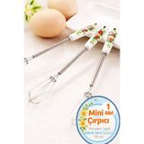 Neler Geldi Neler Mini Çıptma Teli Kahve Çırpıcı Porselen Saplı Süt Yumurta Çırpıcı 19 Cm Desenli Çırpıcı Tel