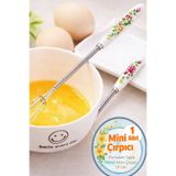 Neler Geldi Neler Mini Kahve Çırpıcı Porselen Saplı Süt Yumurta Çırpıcı 19 Cm Desenli Çırpıcı Tel