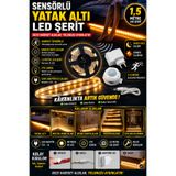 nelerbulurum 1.5 Metre Gece Sensörlü 45 Ledli (Geceleri Çalışır) Yatak Altı, Merdiven, Mutfak Dolabı, Bebek Karyolası ve Eşya Dolabı İçin LED Şerit Gece Aydınlatma Seti